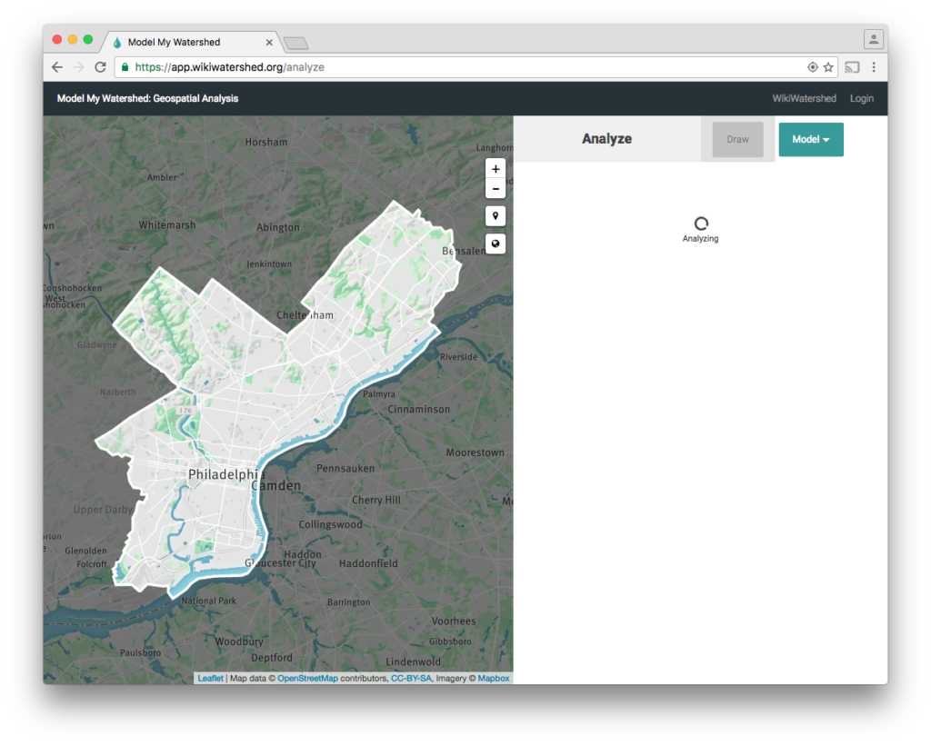 Waiting for analysis results in Model My Watershed