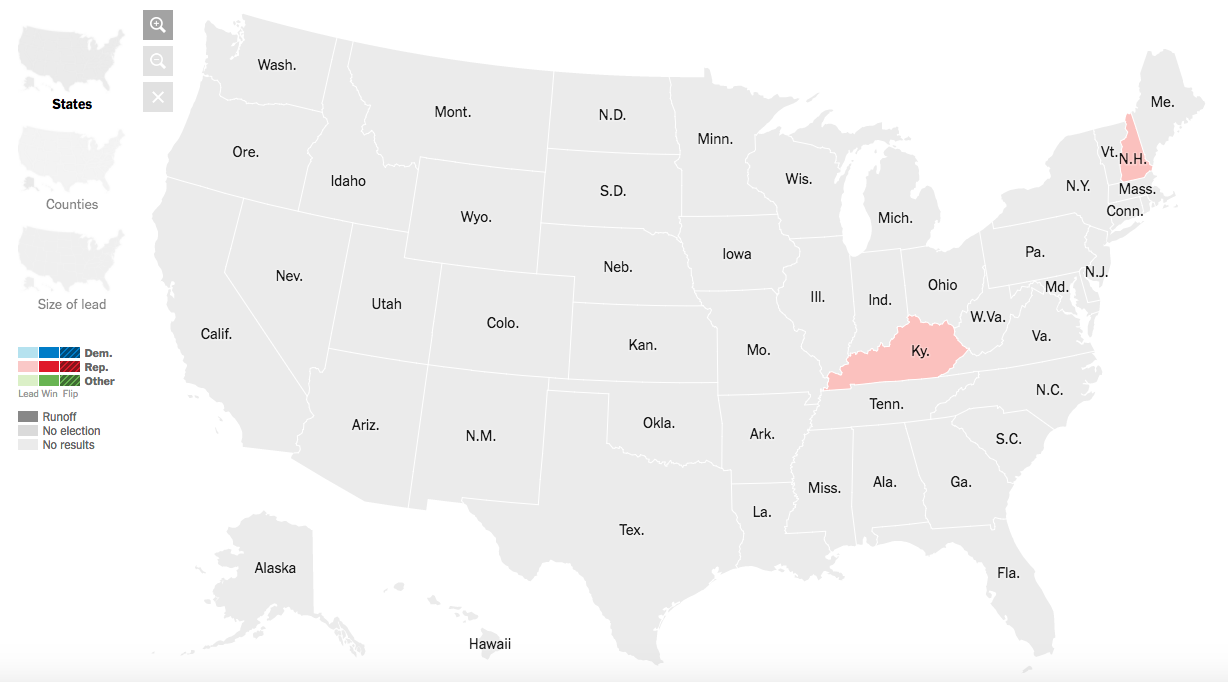 New York Times Presidential Election Results map
