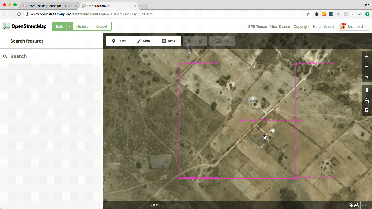 OpenStreetMap idEditor used during the Philly Mapathon