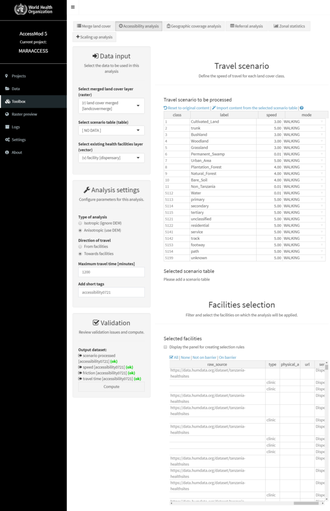 Figure 7 accessibility analysis interface