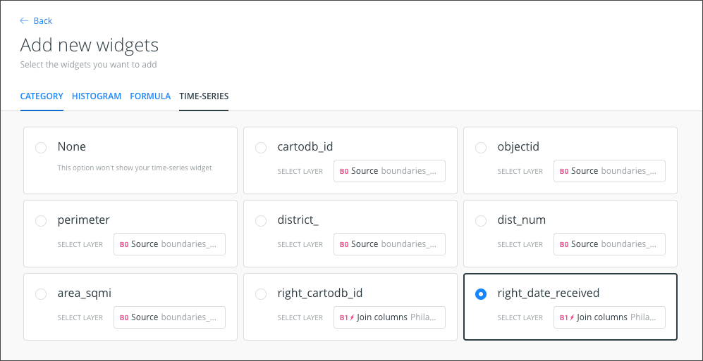 Carto Builder Time-Series widget