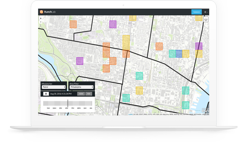Laptop displaying the HunchLab predictive missions technology