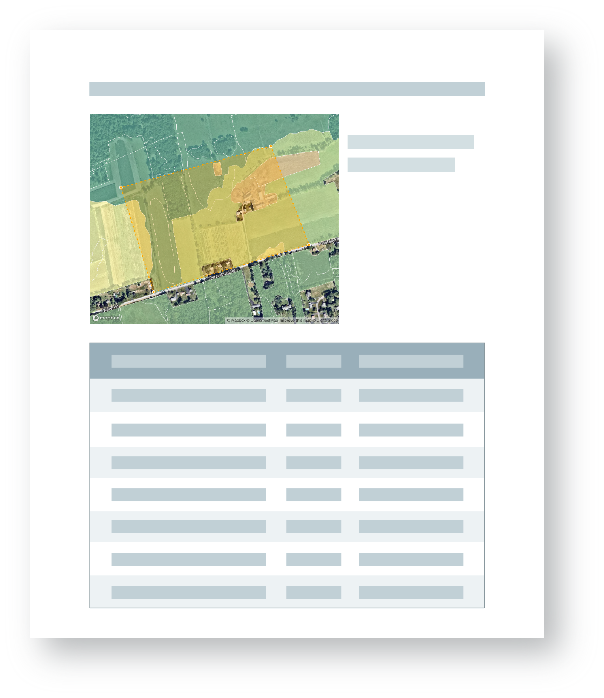 PDF export mockup with map image