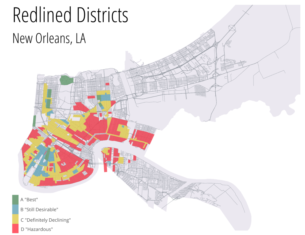 Historic redlined districts converted into a map by digitizing