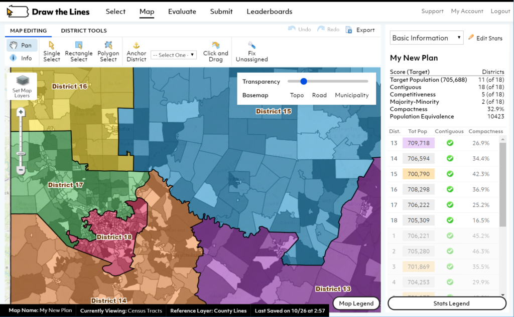 Design improvements to DistrictBuilder evident on Draw the Lines