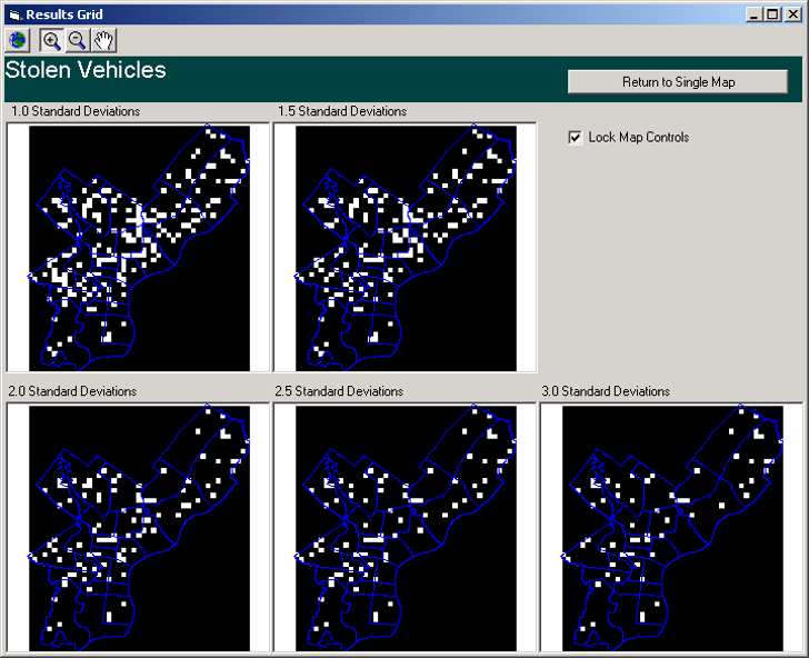 My initial prototype for a crime early warning tool, circa 1998