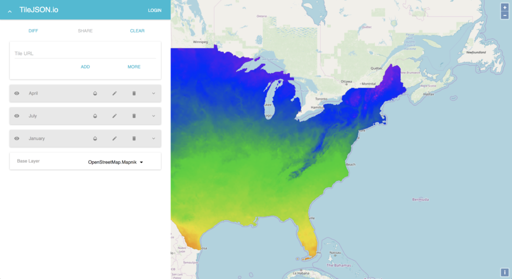 TileJSON.io Diff Option Active