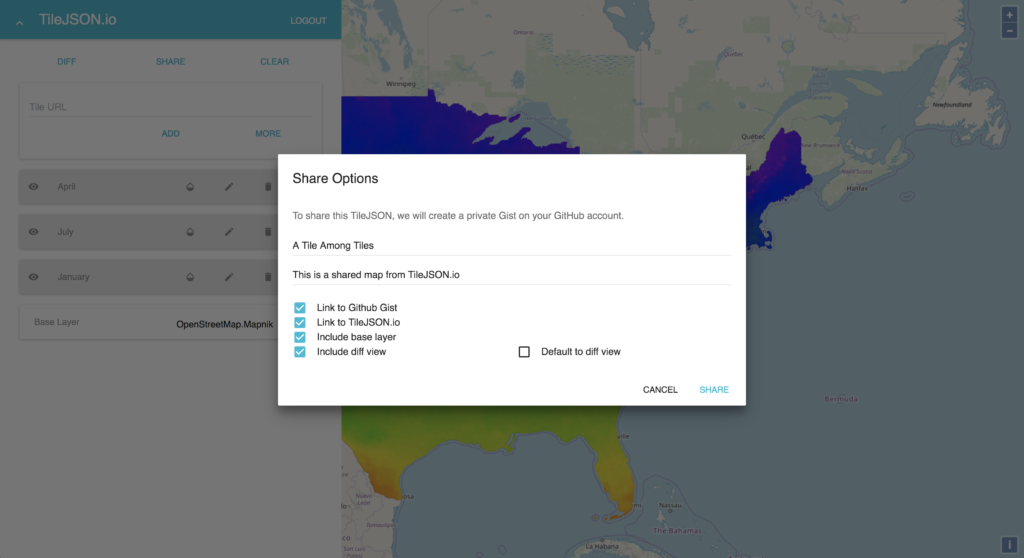 TileJSON.io Share Options