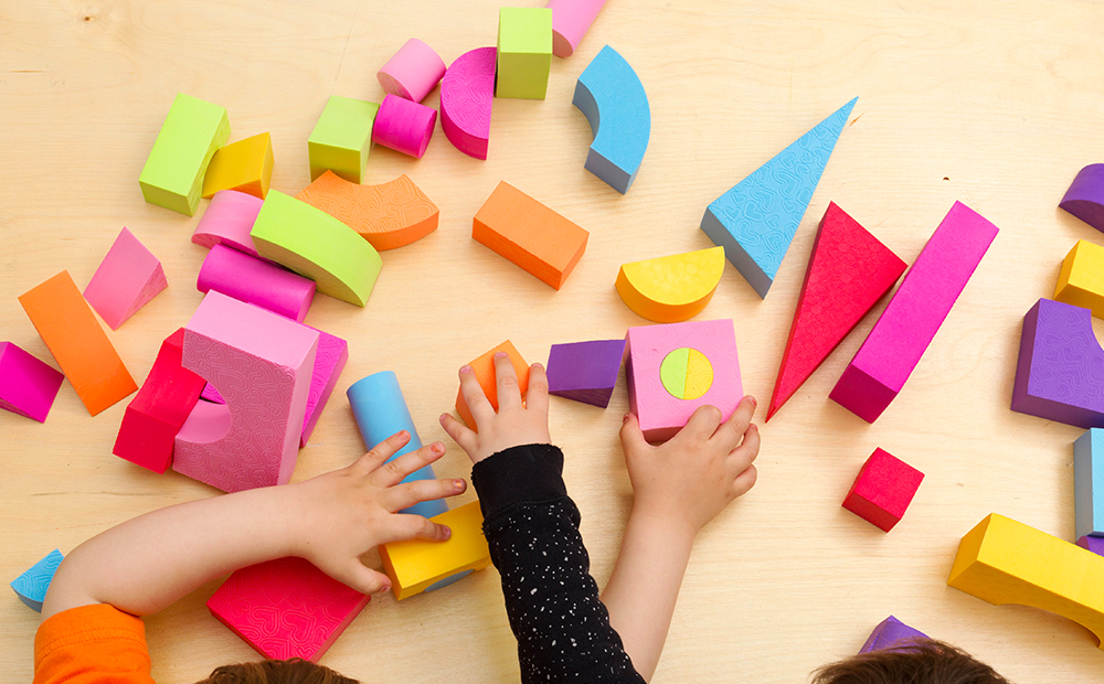 Children playing with blocks.