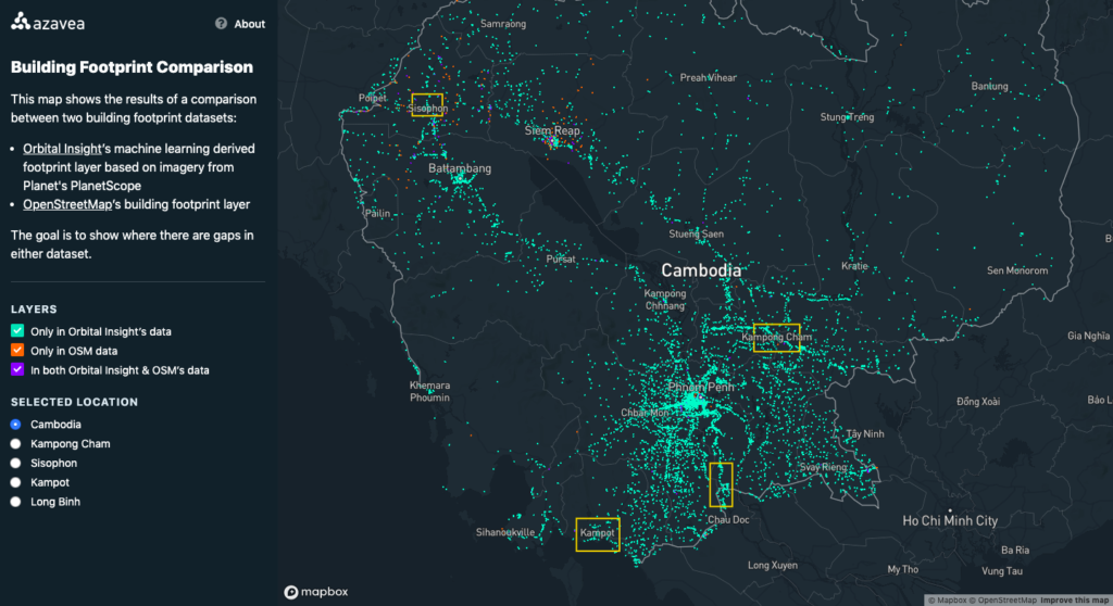 Screenshot of building footprint comparison demo