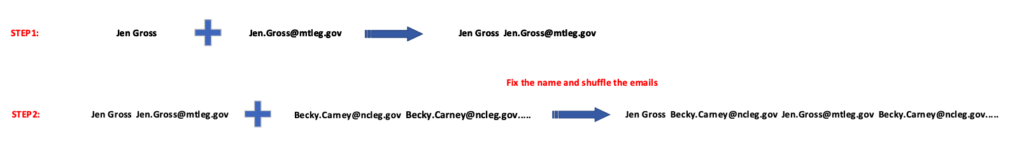 The steps to create the synthetic dataset for the email address.