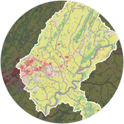 Zoomed into map visualization of National Land Cover Database