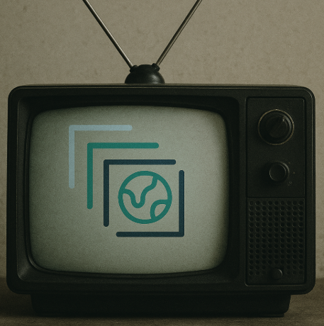 Image of a television with the STAC logo on the screen. 