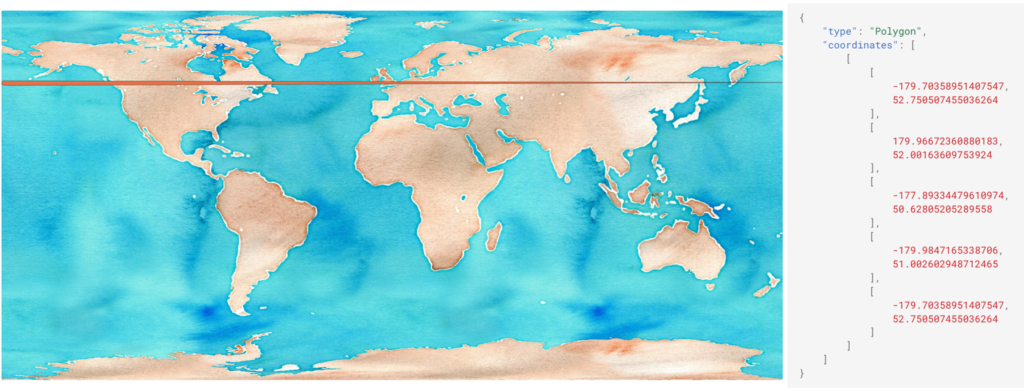 A landscape image of the earth with an associated JSON file on the right
