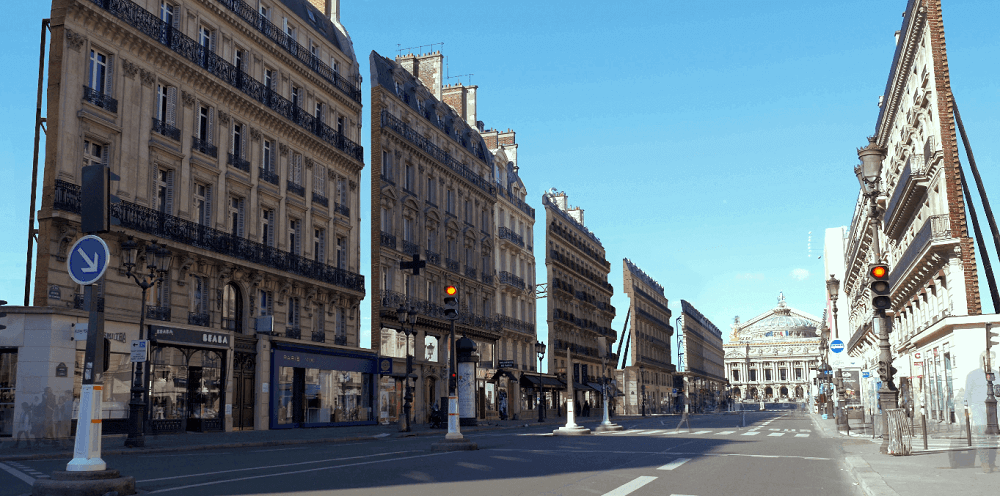 An image of a movie set where you can see that the buildings aren't true buildings -- just the facades. 