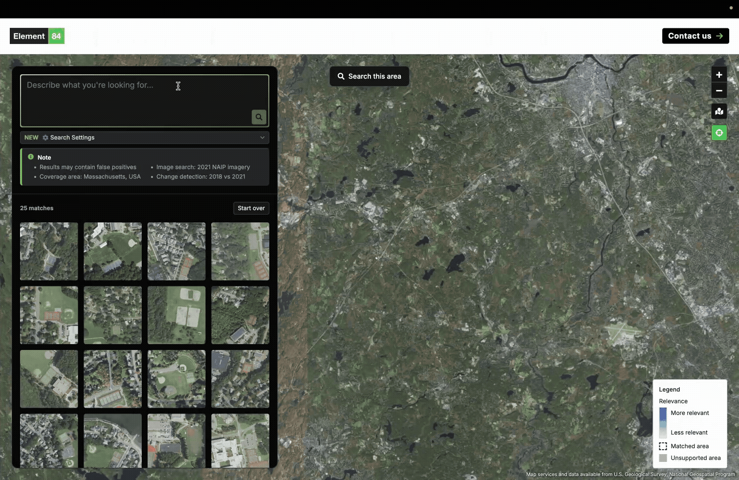 This gif shows the new  “search this area” feature allows users to confine their search to the area they are currently looking at, similar to Google Maps.
